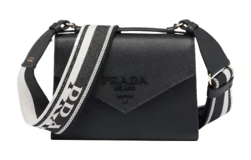 PRADA Saffiano Leather One Shoulder Handbag, Crossbody Bag Women's Black