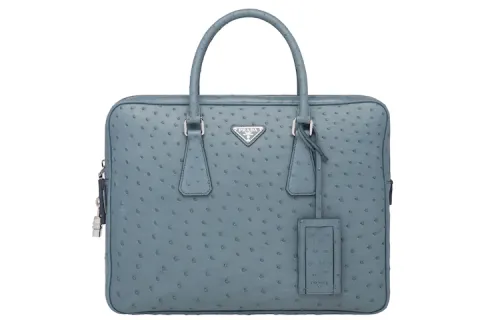 PRADA Leather Handbag Men's Sea Blue