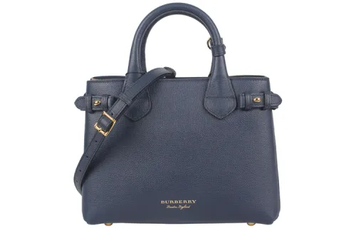 Burberry Cow Leather Handbag, Shoulder Bag, Crossbody Bag Regular Women's Navy Blue