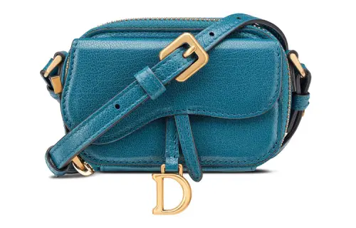 DIOR Saddle Sheepskin Shoulder Bag, Handbag, Crossbody Bag, Clutch Mini Women's Gray Blue