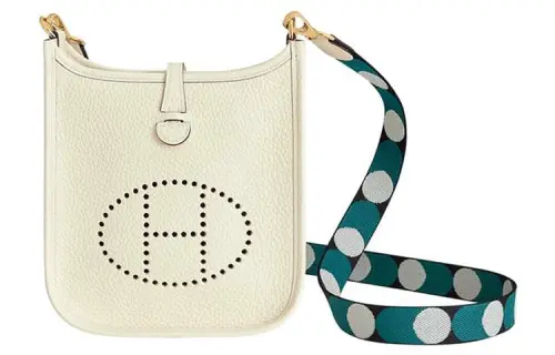 HERMES Evelyne Cow Leather Crossbody Bag, Shoulder Bag Mini 16 Women's I2 Nata Cream White