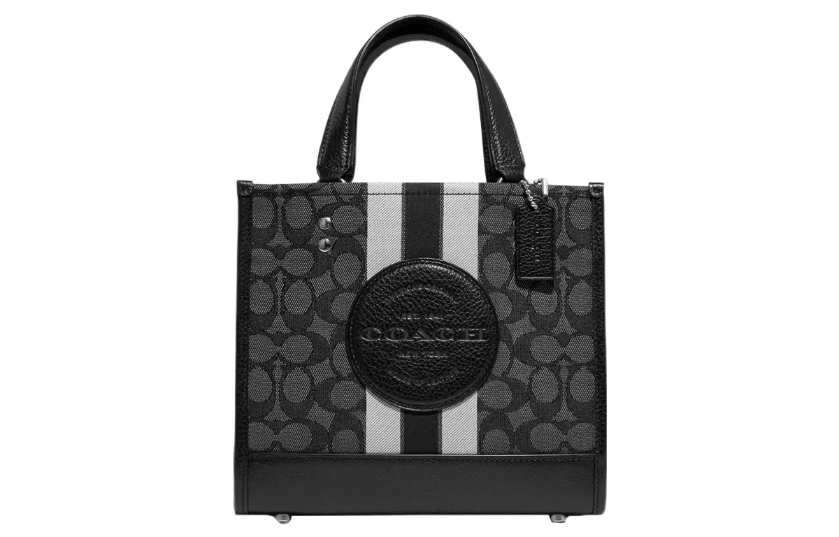 COACH Dempsey Fabric With Pebbled Leather Tote Bag, Shopping Bag, Shoulder Bag, Crossbody Bag, Handbag Small Women's