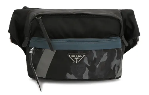 PRADA Fabric Crossbody Bag Messenger Bag Fanny Pack Men's Black