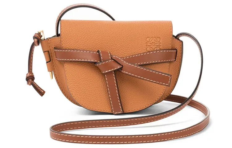 LOEWE Grain Cow Leather Saddle Bag, Bowknot Bag, Shoulder Bag, Crossbody Bag Mini Women's