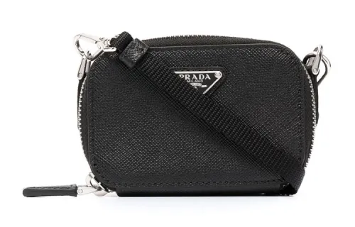 PRADA Saffiano Leather Shoulder Bag, Crossbody Bag Mini Unisex Black