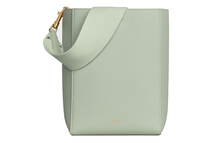 CELINE Sangle Cow Leather Bucket Bag Handbag Small Women's Candy, Aqua Green