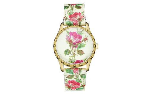 GUCCI G Timeles Collection Wrist Watches Quartz Movement Leather Strap Beige Watch Dial Women's Watch
