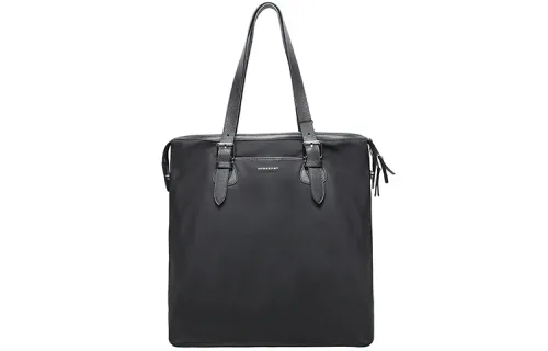 Burberry Nylon Canvas With Leather Tote Bag, Shopping Bag, Shoulder Bag Women's Black