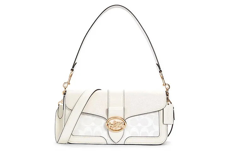 COACH Georgie Coated Canvas With Leather Shoulder Bag Women's White
