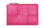 Bottega Veneta Leather Card Holder, Wallet Women's Rose Red