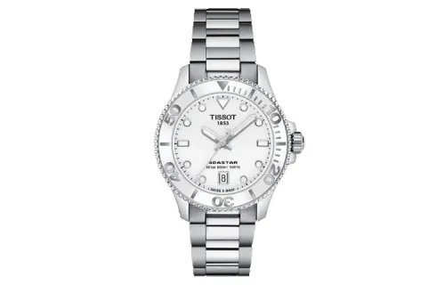 TISSOT Starfish Collection Quartz Movement Unisex Watch 36mm White Dial Stainless Steel Case