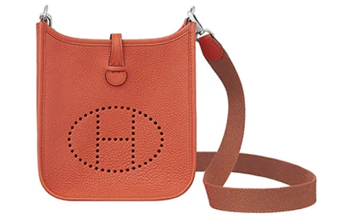 HERMES Evelyne Maurice Bullock Leather Crossbody Bag, Shoulder Bag 16 Women's Earth Red & Copper