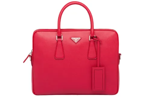 PRADA Saffiano Leather Handbag Men's Red