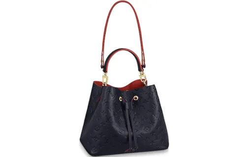 LOUIS VUITTON NéoNoé Grained Calfskin Bucket Bag, Handbag, Shoulder Bag, Crossbody Bag Medium Women's Deep Sea Blue