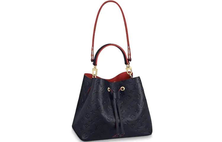 LOUIS VUITTON NéoNoé Grained Calfskin Bucket Bag, Handbag, Shoulder Bag, Crossbody Bag Medium Women's Deep Sea Blue