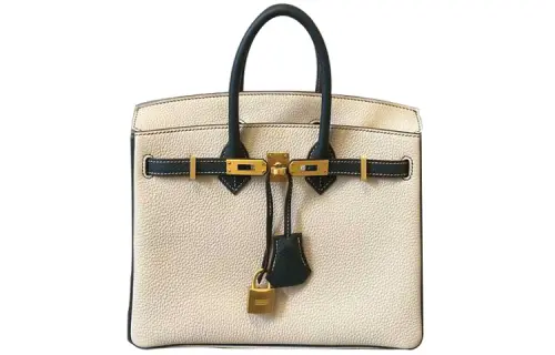 HERMES Birkin Togo Calfskin Handbag Women's Milkshake White/Pine Green