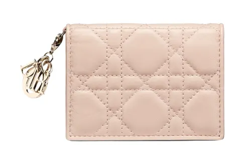 DIOR Lady Dior Sheepskin Card Holder Card Holder Women's Rouge Pink