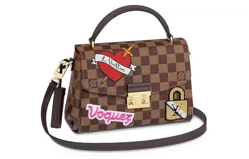 LOUIS VUITTON Croisette Calfskin Crossbody One Shoulder Handbag Women's Red Brown Multicolor
