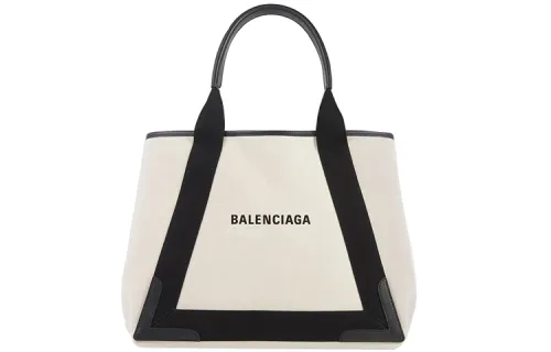 Balenciaga Canvas Bag, Handbag Medium Women's Ecru/Black