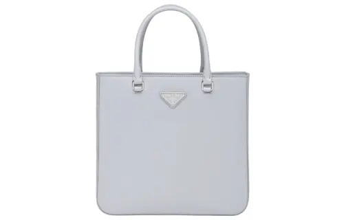 PRADA Shiny Leather Tote Bag, Shopping Bag, Handbag Regular Women's Cornflower Blue