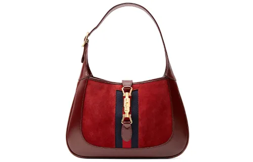GUCCI Jackie 1961 Suede With Leather Crescent Shoulder Bag Shoulder Bag Women's Dark Red