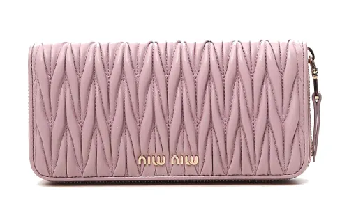 MIU MIU Matelassé Leather Card Holder, Wallet Women's Pink