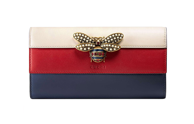GUCCI Queen Margaret Leather Wallet Women's Red White Blue Multicolor