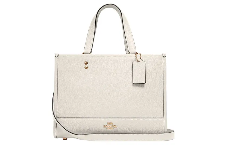 COACH Dempsey Leather Horizontal Tote Bag, Shopping Bag, Shoulder Bag, Crossbody Bag, Handbag Small Women's Pure White