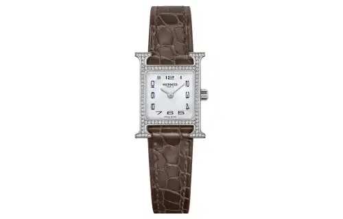HERMES Heure H Wrist Watches Quartz Movement Genuine Leather Strap Mother of Pearl Color Watch Dial Women's Watch