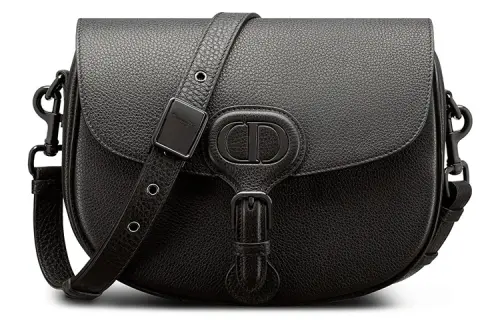 DIOR Bobby Grained Calfskin Shoulder Bag, Crossbody Bag Medium Women's Pure Black