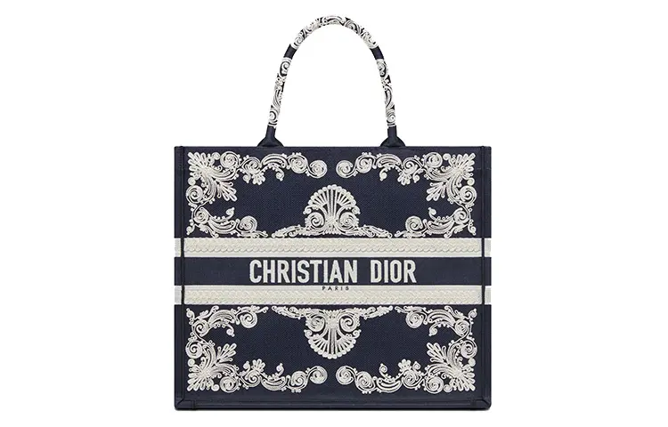 DIOR BookTote Embroidery Tote Bag, Shopping Bag, Shoulder Bag, Handbag Women's Blue