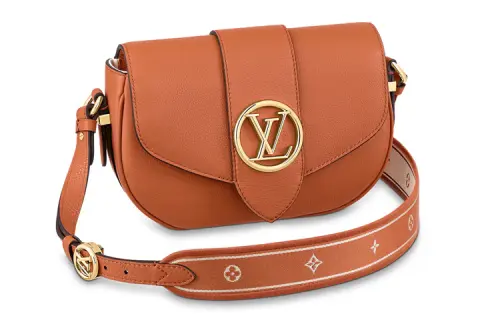 LOUIS VUITTON Pont Calfskin Shoulder Bag, Crossbody Bag Medium Women's Golden Orange