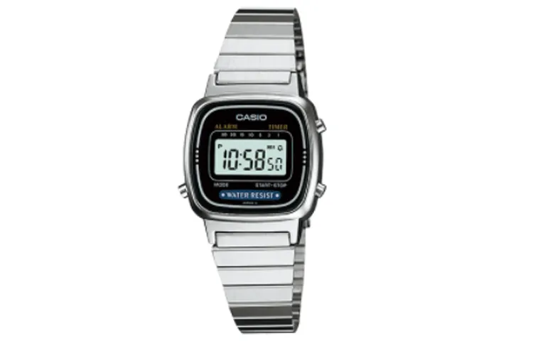 CASIO Digital Square Dial Vintage Block Quartz Movement Stainless Steel Strap Watch Women's Watch