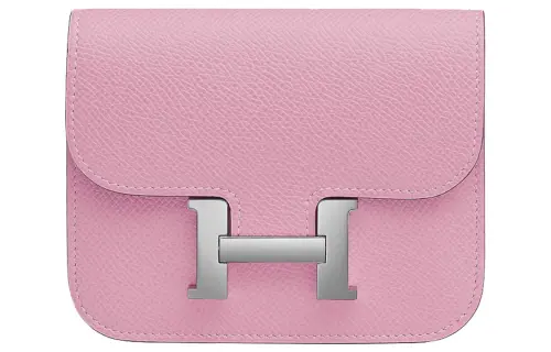 HERMES Calfskin Clutch Wallet Fanny Pack Women's Mallow Purple