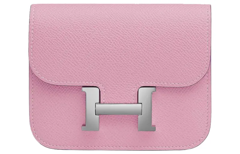HERMES Calfskin Clutch Wallet Fanny Pack Women's Mallow Purple