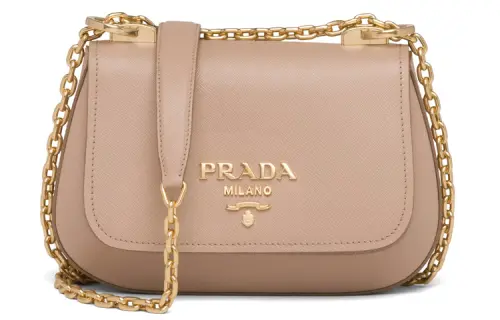 PRADA Saffiano Leather Shoulder Bag Women's Cameo Brown Beige