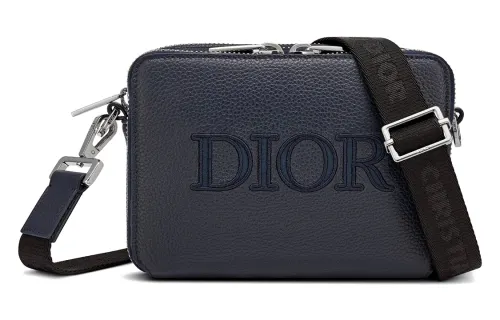 DIOR Grained Calfskin Messenger Bag, Crossbody Bag, Shoulder Bag Men's Marine Blue