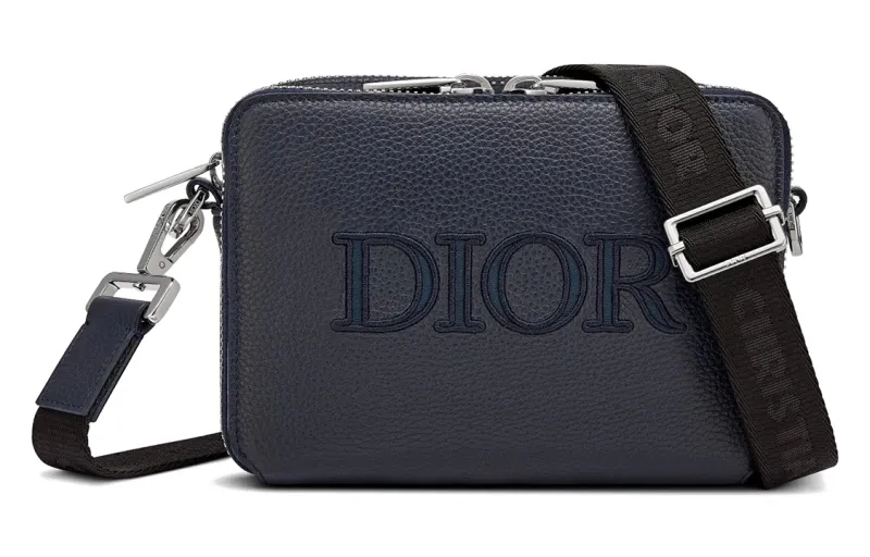 DIOR Grained Calfskin Messenger Bag, Crossbody Bag, Shoulder Bag Men's Marine Blue