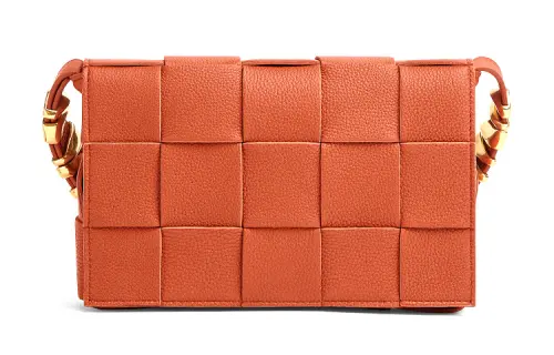 Bottega Veneta CASSETTE Cow Leather Tofu Bag, Camera Bag, Shoulder Bag Unisex Orange