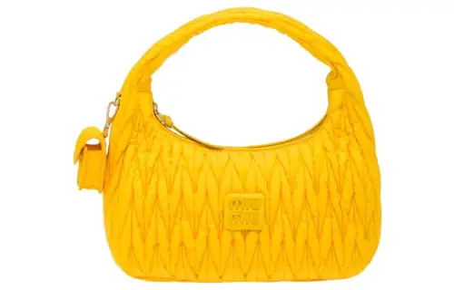 MIU MIU Matelassé Nylon Crinkle Bag Shoulder Bag, Handbag Mini Women's Yellow