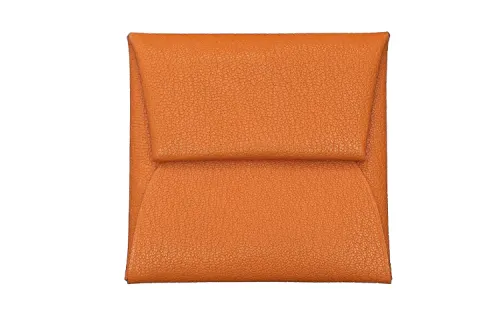 HERMES Bastia Mysore Goat Skin Coin Purse, Card Holder, Wallet Women's Apricot