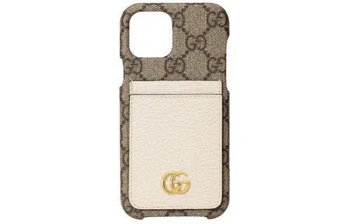 GUCCI GG Marmont Leather Bag Accessory Unisex Ebony/White