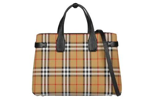 Burberry Banner Tote Vintage Check Cotton Beige/Black