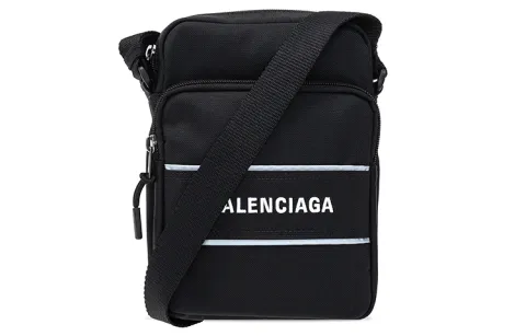 Balenciaga Nylon Messenger Bag, Shoulder Bag Unisex Black