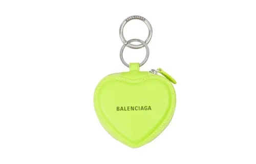 Balenciaga Cow Leather Mirror Coin Purse Key Pouch Women's Fluorescent Yellow