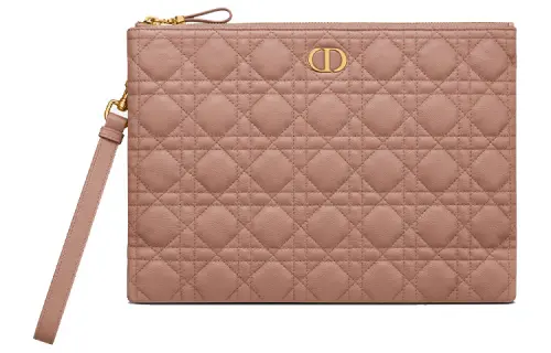 DIOR Caro Cow Leather Coin Purse, Clutch Women's Rose Pink
