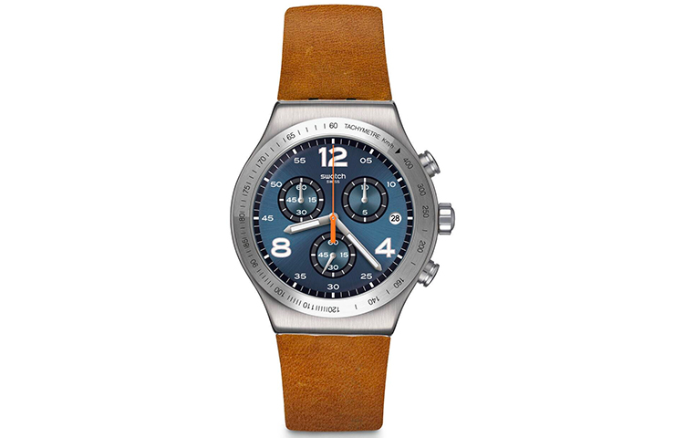 SWATCH Swatch, quartz belt for men and women, blue dial, case stainless steel, watch strap, quartz mechanism, 43mm