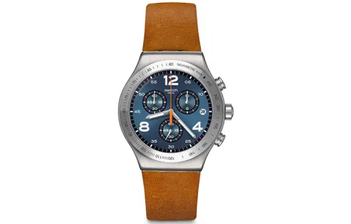 SWATCH Swatch, quartz belt for men and women, blue dial, case stainless steel, watch strap, quartz mechanism, 43mm