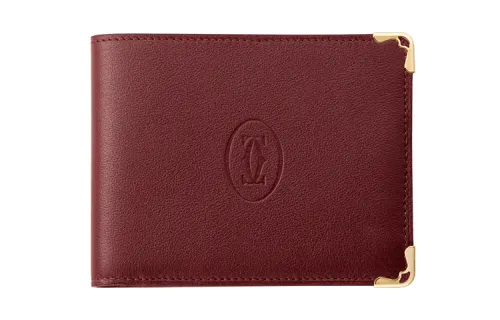 CARTIER Calfskin Card Holder Wallet Card Holder Women's Burgundy