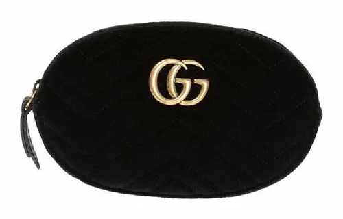 GUCCI Marmont Quilted Velvet Sling Bag, Fanny Pack Women's Black
